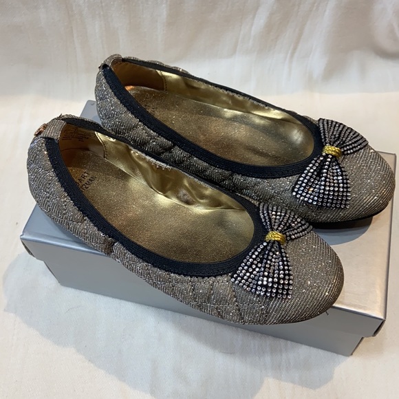 NIB STUART WEIZTMAN kids sparkle ballet flats shoe size 1 - Picture 2 of 5